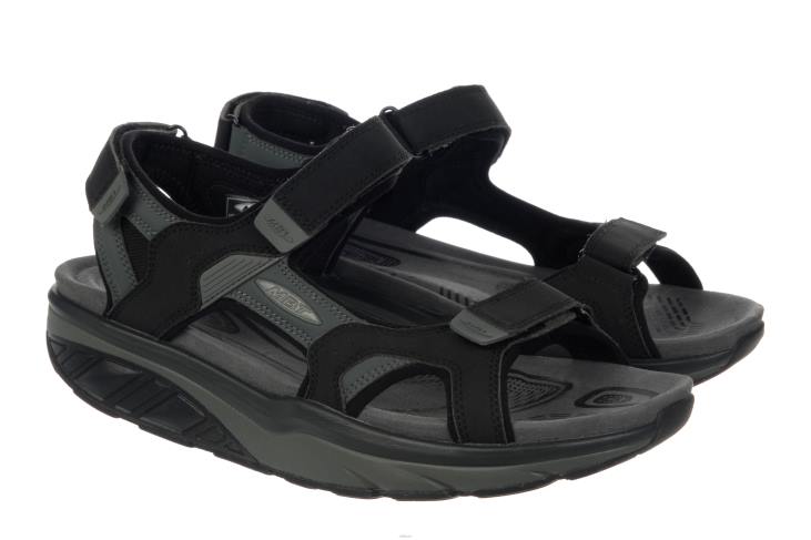 ae MBT رجال ساكا 6 اس سبورت صنادل أسود / رمادي فحمي 84F676